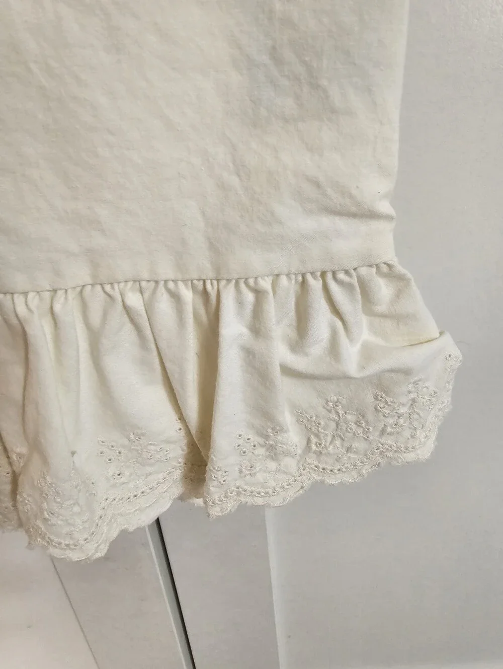 Vtg Ralph Lauren Bromley Eyelet Lace Ruffle Standard Pillowcases Pair 19x30 USA
